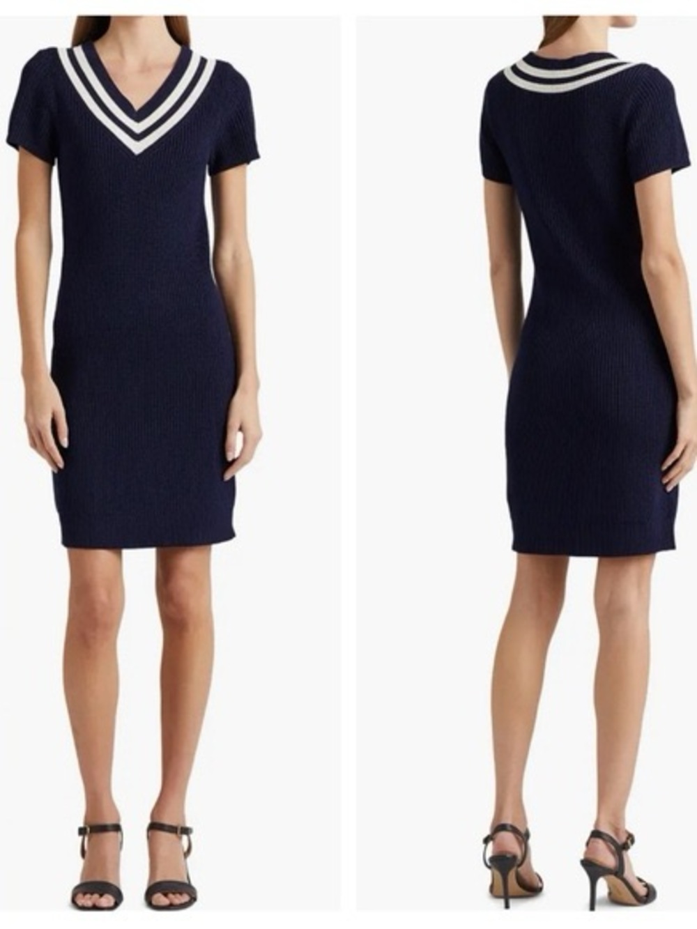 Lauren Ralph Lauren Cotton-Blend Cricket Sweater Dress Navy/Mascarpone